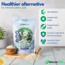 Load image into Gallery viewer, Celtic Sea Salt – 100% Natural Unrefined Organic Celtic Sea Salt – Over 85 Rich Minerals Naturally Included – Light Grey, 600g – by Natures Cure
